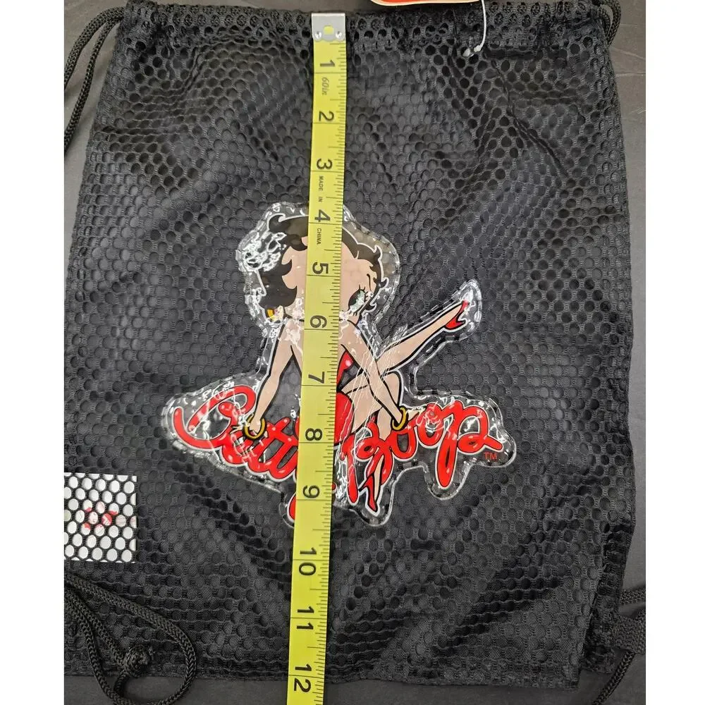 Betty Boop black mesh drawstring backpack 12